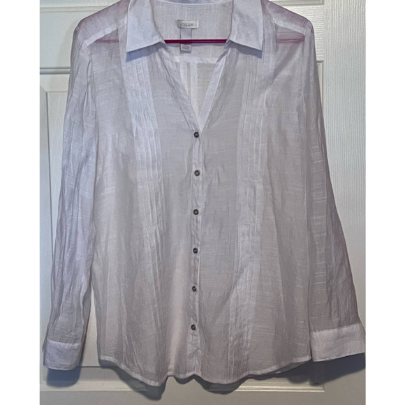 Chico's Tops - Chico’s Women's Lightweight White Button Front Blouse Adjustable Sleeves Size‎ 1
